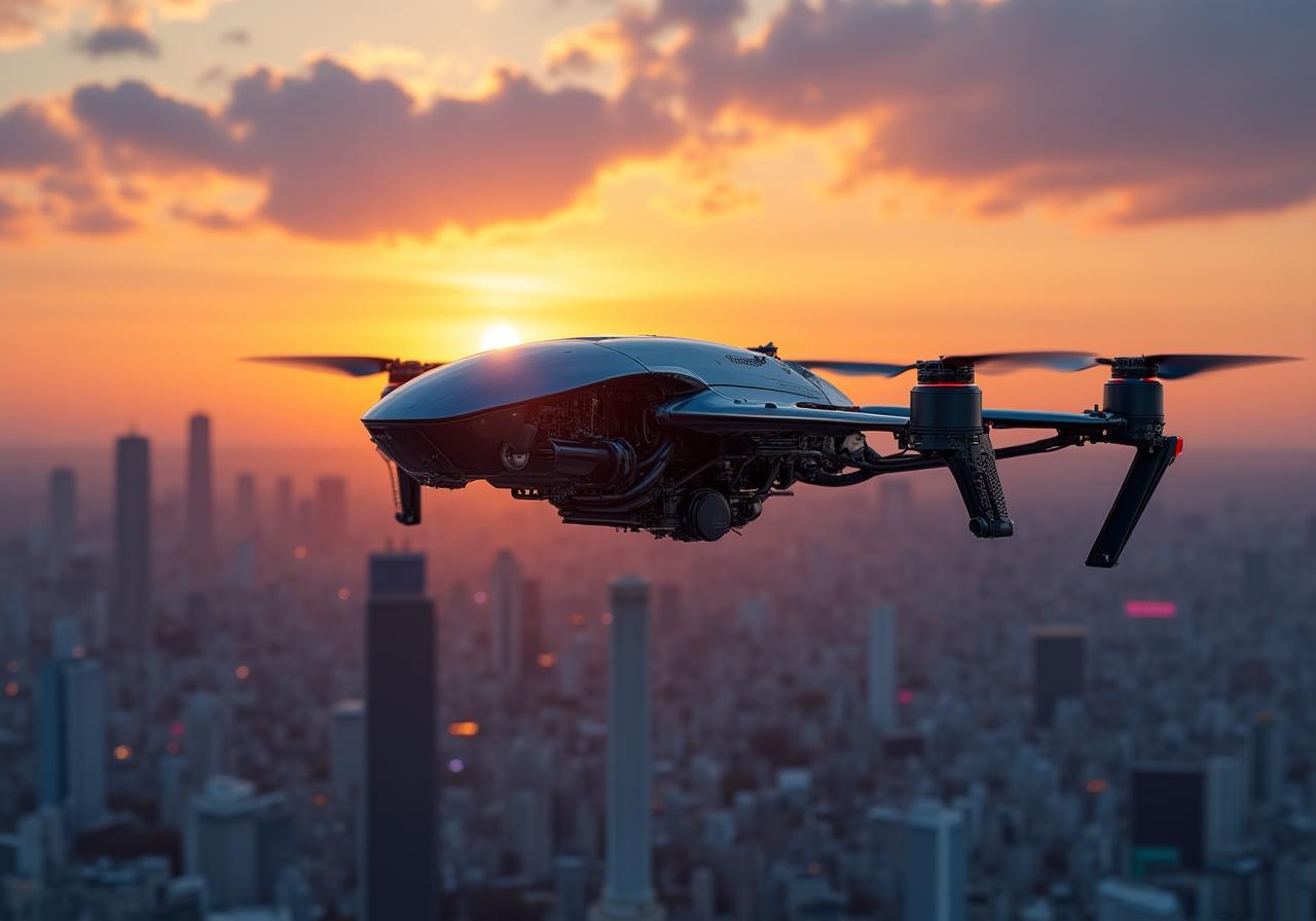 都会の空を舞うAI鳥型ロボット